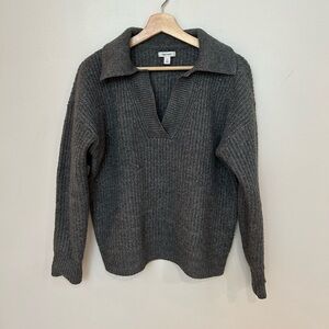 Nine West chunky grey green collared sweater size M